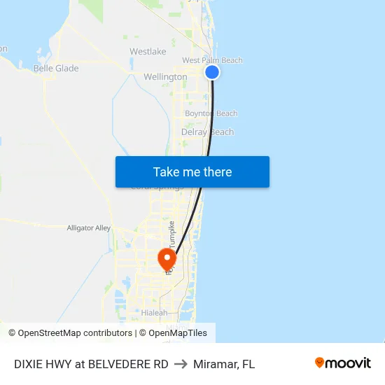 DIXIE HWY at BELVEDERE RD to Miramar, FL map