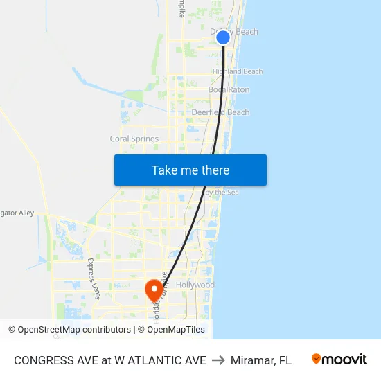 CONGRESS AVE at  W ATLANTIC AVE to Miramar, FL map