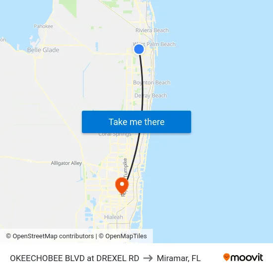 OKEECHOBEE BLVD at DREXEL RD to Miramar, FL map