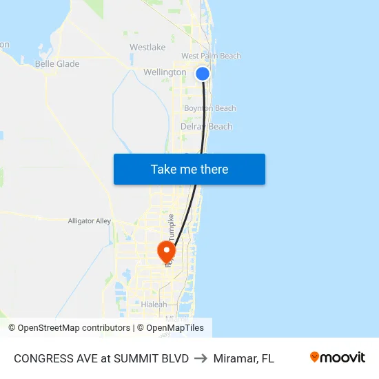 CONGRESS AVE at SUMMIT BLVD to Miramar, FL map
