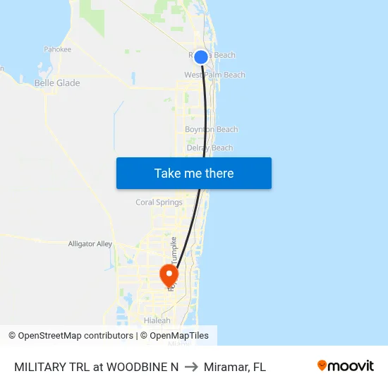 MILITARY TRL at WOODBINE N to Miramar, FL map