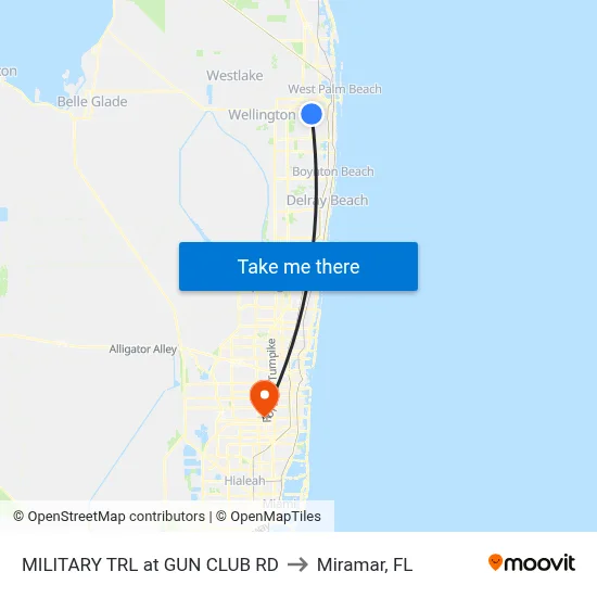 MILITARY TRL at GUN CLUB RD to Miramar, FL map