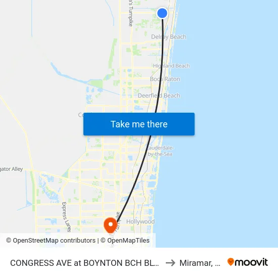 CONGRESS AVE at  BOYNTON BCH BLVD to Miramar, FL map