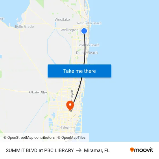 SUMMIT BLVD at PBC LIBRARY to Miramar, FL map