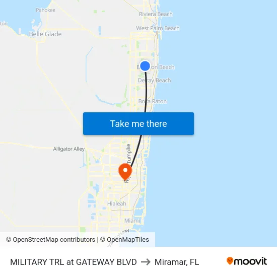 MILITARY TRL at  GATEWAY BLVD to Miramar, FL map