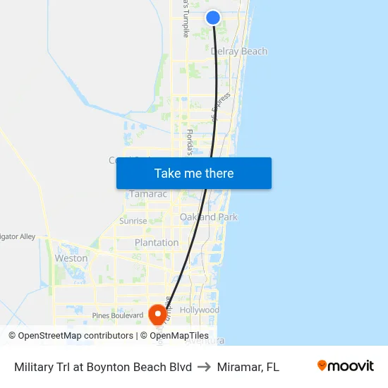 Military Trl at Boynton Beach Blvd to Miramar, FL map