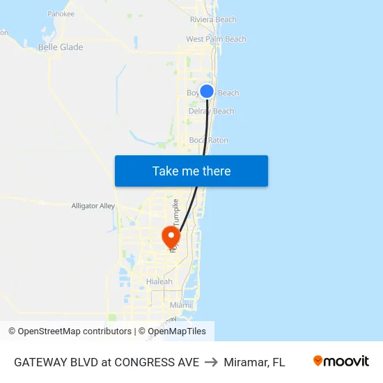GATEWAY BLVD at  CONGRESS AVE to Miramar, FL map