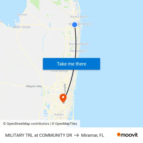 MILITARY TRL at COMMUNITY DR to Miramar, FL map
