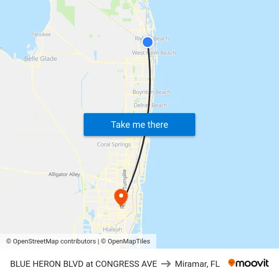 BLUE HERON  BLVD at CONGRESS AVE to Miramar, FL map