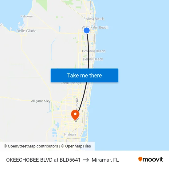 OKEECHOBEE BLVD at BLD5641 to Miramar, FL map