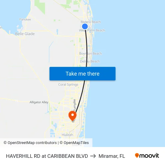 HAVERHILL RD at CARIBBEAN BLVD to Miramar, FL map