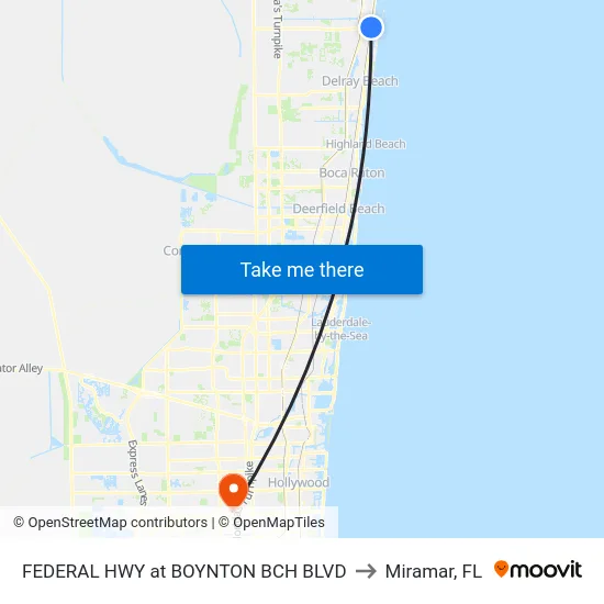 FEDERAL HWY at BOYNTON BCH BLVD to Miramar, FL map