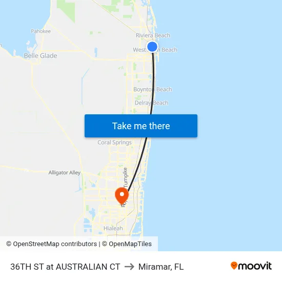 36TH ST at AUSTRALIAN CT to Miramar, FL map