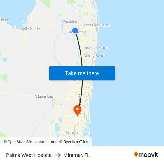 Palms West Hospital to Miramar, FL map
