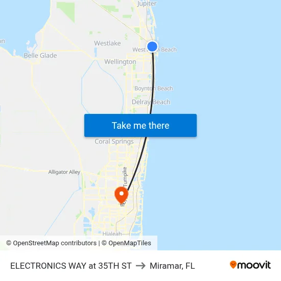 ELECTRONICS WAY at 35TH ST to Miramar, FL map