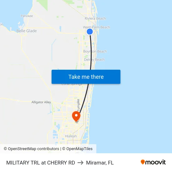 MILITARY TRL at CHERRY RD to Miramar, FL map
