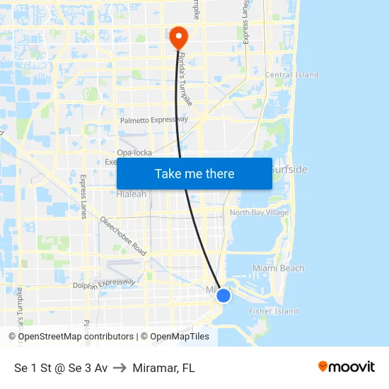 Se 1 St @ Se 3 Av to Miramar, FL map