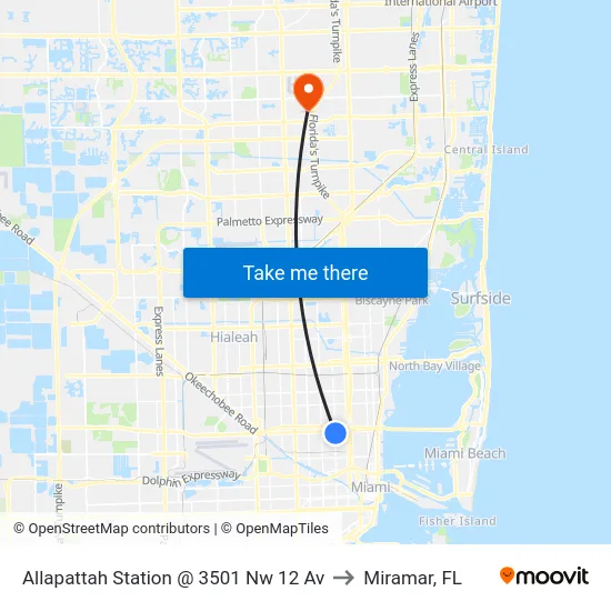 Allapattah Station @ 3501 Nw 12 Av to Miramar, FL map