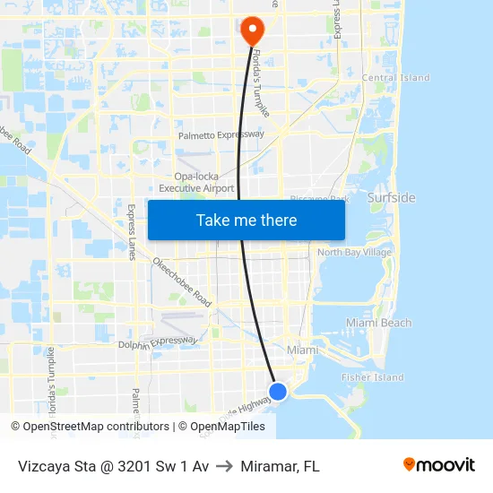 Vizcaya Sta @ 3201 Sw 1 Av to Miramar, FL map