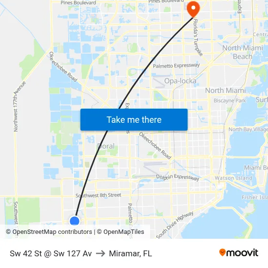 Sw 42 St @ Sw 127 Av to Miramar, FL map