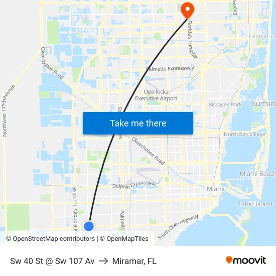 Sw 40 St @ Sw 107 Av to Miramar, FL map