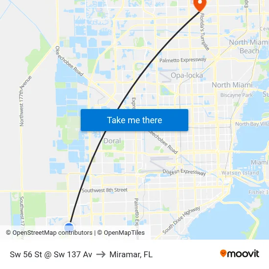 Sw 56 St @ Sw 137 Av to Miramar, FL map