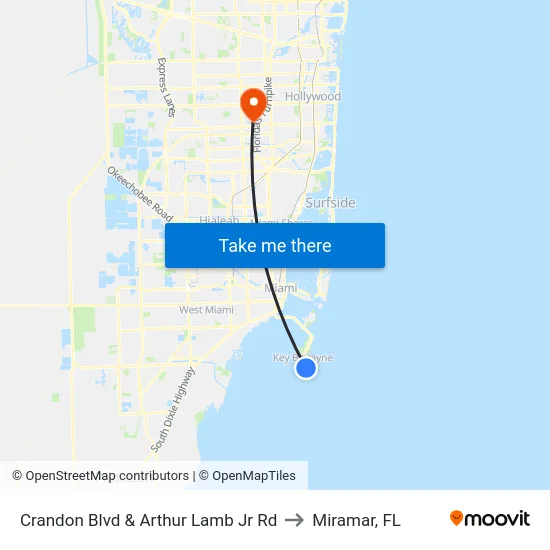 Crandon Blvd & Arthur Lamb Jr Rd to Miramar, FL map