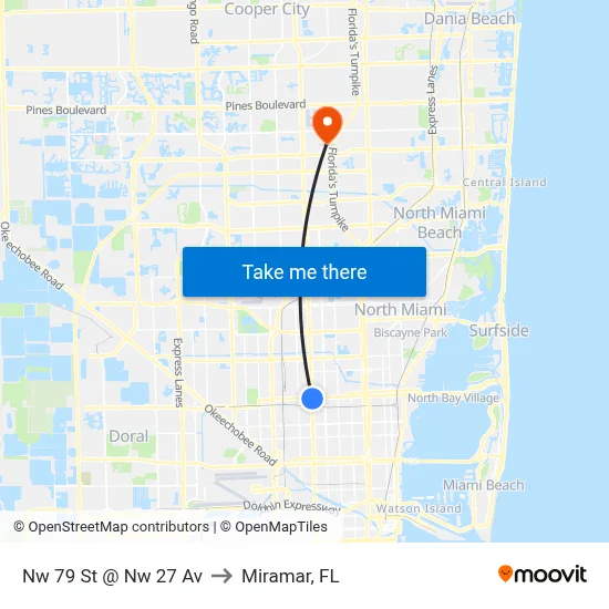 Nw 79 St @ Nw 27 Av to Miramar, FL map