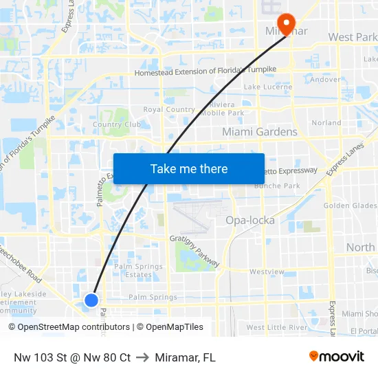 Nw 103 St @ Nw 80 Ct to Miramar, FL map