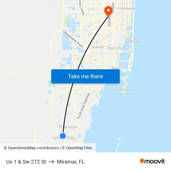 Us 1 & Sw 272 St to Miramar, FL map