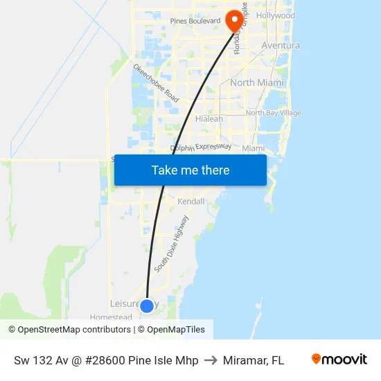 Sw 132 Av @ #28600 Pine Isle Mhp to Miramar, FL map