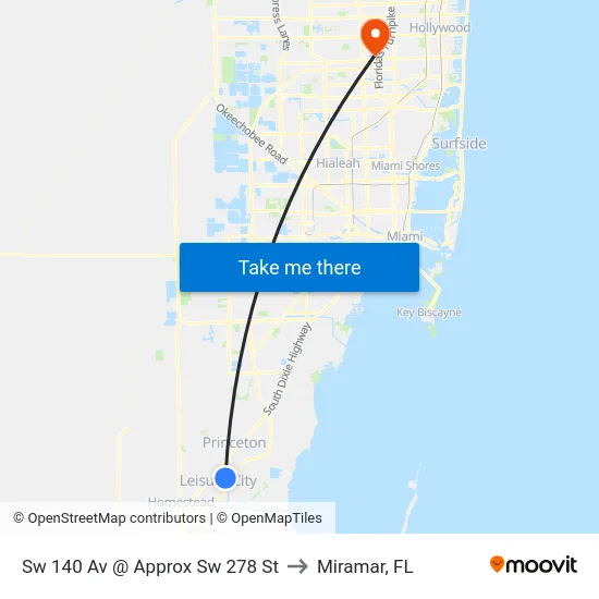 Sw 140 Av @ Approx Sw 278 St to Miramar, FL map