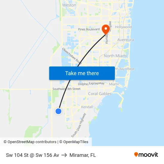 Sw 104 St @ Sw 156 Av to Miramar, FL map