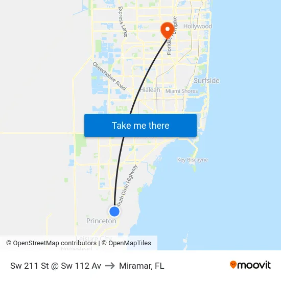 Sw 211 St @ Sw 112 Av to Miramar, FL map