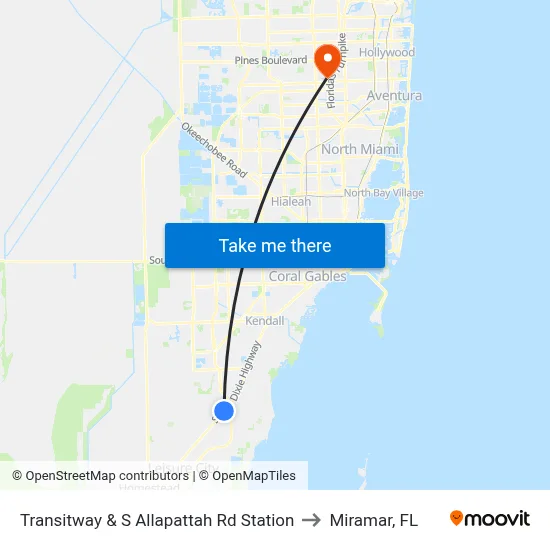 Transitway & S Allapattah Rd Station to Miramar, FL map