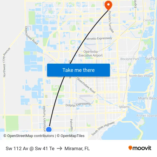 Sw 112 Av @ Sw 41 Te to Miramar, FL map
