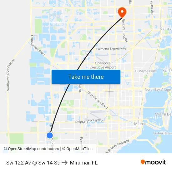 Sw 122 Av @ Sw 14 St to Miramar, FL map