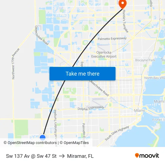 Sw 137 Av @ Sw 47 St to Miramar, FL map