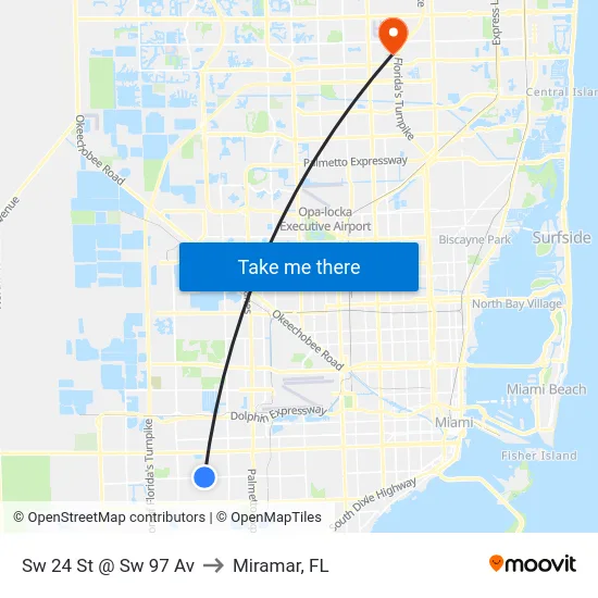 Sw 24 St @ Sw 97 Av to Miramar, FL map