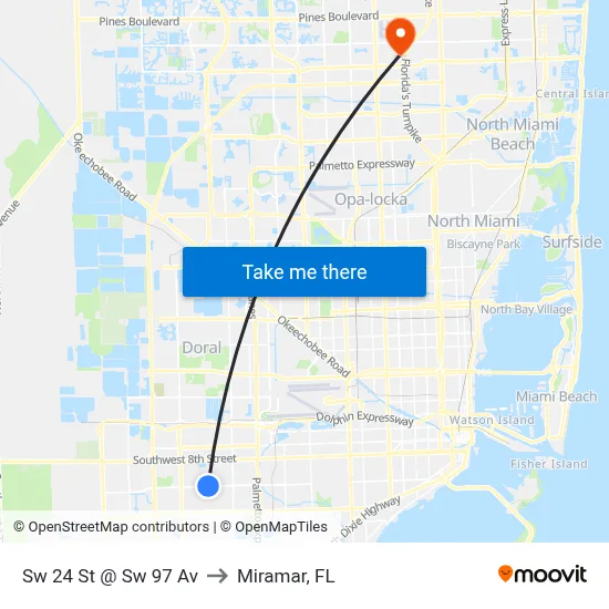 Sw 24 St @ Sw 97 Av to Miramar, FL map