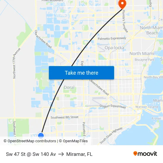 Sw 47 St @ Sw 140 Av to Miramar, FL map
