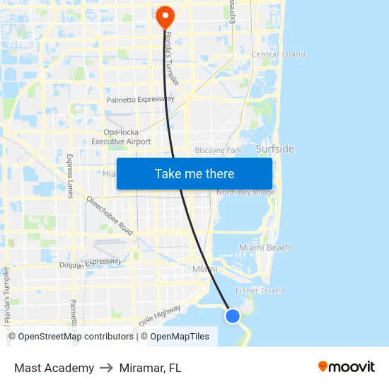 Mast Academy to Miramar, FL map