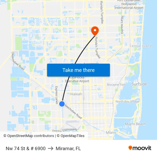 Nw 74 St & # 6900 to Miramar, FL map