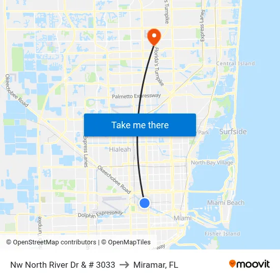 Nw North River Dr & # 3033 to Miramar, FL map
