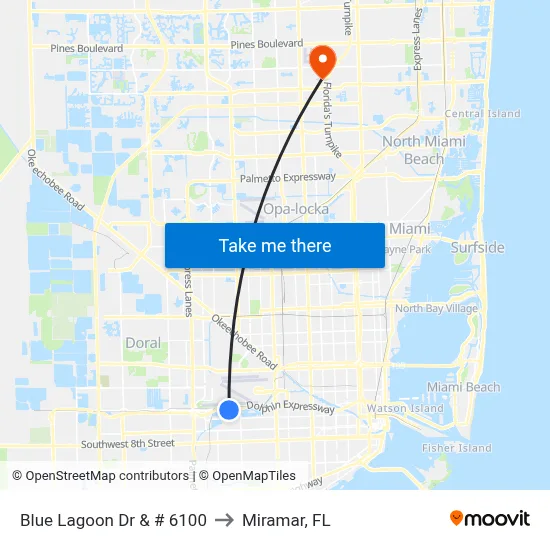 Blue Lagoon Dr & # 6100 to Miramar, FL map