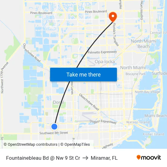 Fountainebleau Bd @ Nw 9 St Cr to Miramar, FL map