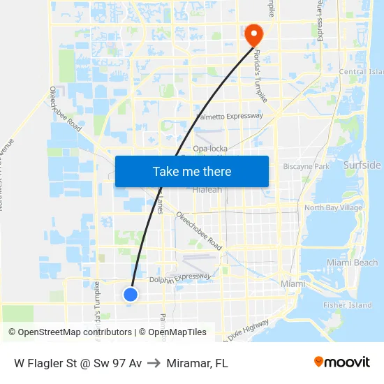 W Flagler St @ Sw 97 Av to Miramar, FL map