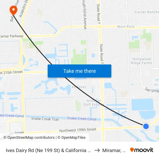 Ives Dairy Rd (Ne 199 St) & California Dr to Miramar, FL map
