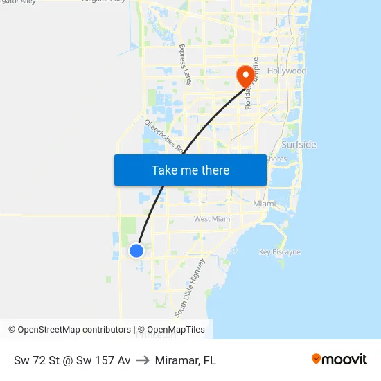 Sw 72 St @ Sw 157 Av to Miramar, FL map