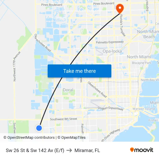 Sw 26 St & Sw 142 Av (E/f) to Miramar, FL map